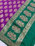 Purple Banarasi Handloom Soft Silk Saree - Aura Benaras