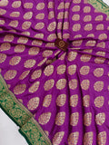 Purple Banarasi Handloom Soft Silk Saree - Aura Benaras