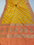 Yellow Banarasi Handloom Soft Silk Saree - Aura Benaras