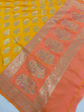 Yellow Banarasi Handloom Soft Silk Saree - Aura Benaras