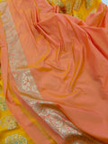 Yellow Banarasi Handloom Soft Silk Saree - Aura Benaras