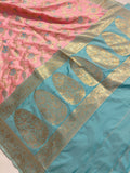 Baby Pink Banarasi Handloom Soft Silk Saree - Aura Benaras