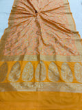 Orange Banarasi Handloom Soft Silk Saree - Aura Benaras