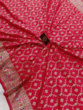 Pink Banarasi Handloom Soft Silk Saree - Aura Benaras