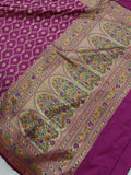  Purple Banarasi Handloom Soft Silk Saree - Aura Benaras