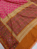 Pink Banarasi Handloom Soft Silk Saree - Aura Benaras