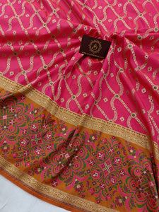 Pink Banarasi Handloom Soft Silk Saree - Aura Benaras