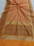 Peach Banarasi Handloom Soft Silk Saree - Aura Benaras