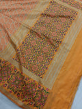 Peach Banarasi Handloom Soft Silk Saree - Aura Benaras