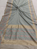 Grey Banarasi Handloom Soft Silk Saree - Aura Benaras