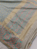 Grey Banarasi Handloom Soft Silk Saree - Aura Benaras