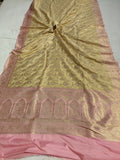 Pastel Yellow Banarasi Handloom Soft Silk Saree - Aura Benaras