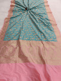 Blue Banarasi Handloom Soft Silk Saree - Aura Benaras