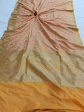 Peach Banarasi Handloom Soft Silk Saree - Aura Benaras