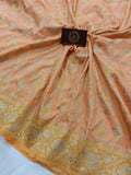 Peach Banarasi Handloom Soft Silk Saree - Aura Benaras