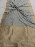 Grey Banarasi Handloom Soft Silk Saree - Aura Benaras