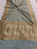 Sky Blue Banarasi Handloom Soft Silk Saree - Aura Benaras