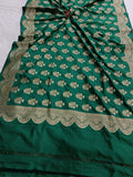 Bottle Green Banarasi Handloom Soft Silk Saree - Aura Benaras