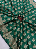 Bottle Green Banarasi Handloom Soft Silk Saree - Aura Benaras