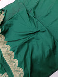 Bottle Green Banarasi Handloom Soft Silk Saree - Aura Benaras