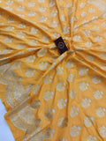 Yellow Banarasi Handloom Soft Silk Saree - Aura Benaras