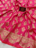 Rani Pink Banarasi Handloom Soft Silk Saree - Aura Benaras