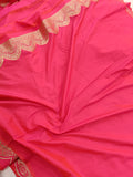 Rani Pink Banarasi Handloom Soft Silk Saree - Aura Benaras