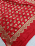 Red Banarasi Handloom Soft Silk Saree - Aura Benaras