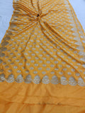 Pastel Yellow Banarasi Handloom Soft Silk Saree - Aura Benaras