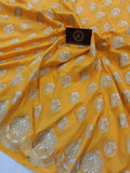 Pastel Yellow Banarasi Handloom Soft Silk Saree - Aura Benaras