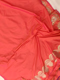 Strowbeery Pink Banarasi Handloom Soft Silk Saree - Aura Benaras