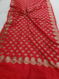 Red Banarasi Handloom Soft Silk Saree - Aura Benaras