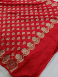 Red Banarasi Handloom Soft Silk Saree - Aura Benaras