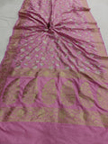 Baby Pink Banarasi Handloom Soft Silk Saree - Aura Benaras