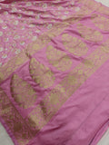 Baby Pink Banarasi Handloom Soft Silk Saree - Aura Benaras