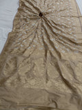 Cream Banarasi Handloom Soft Silk Saree - Aura Benaras