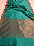 Sea Green Banarasi Handloom Soft SIlk Saree - Aura Benaras