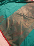 Sea Green Banarasi Handloom Soft SIlk Saree - Aura Benaras