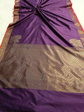 Wine Banarasi Handloom Soft SIlk Saree - Aura Benaras