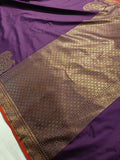 Wine Banarasi Handloom Soft SIlk Saree - Aura Benaras