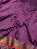 Wine Banarasi Handloom Soft SIlk Saree - Aura Benaras