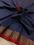 Navy Blue Banarasi Handloom Soft SIlk Saree - Aura Benaras