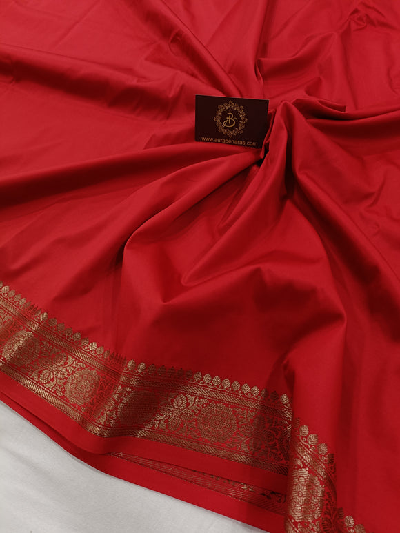 Red Banarasi Handloom Soft SIlk Saree - Aura Benaras