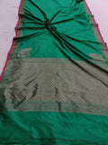 Sea Green Banarasi Handloom Soft SIlk Saree - Aura Benaras