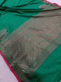 Sea Green Banarasi Handloom Soft SIlk Saree - Aura Benaras