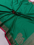 Sea Green Banarasi Handloom Soft SIlk Saree - Aura Benaras