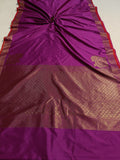 Purple Banarasi Handloom Soft SIlk Saree - Aura Benaras