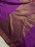 Purple Banarasi Handloom Soft SIlk Saree - Aura Benaras