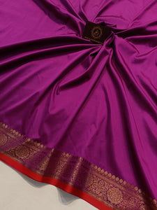 Purple Banarasi Handloom Soft SIlk Saree - Aura Benaras