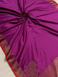 Purple Banarasi Handloom Soft SIlk Saree - Aura Benaras